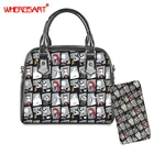 Сумки через плечо из искусственной кожи с мультяшным принтом и наклейками, 2020