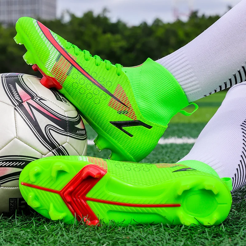 Fashion Fluorescent Green Children's Soccer Shoes Profession FG/TF Training Mens Football Boots Outdoor Soccer Sneakers Women