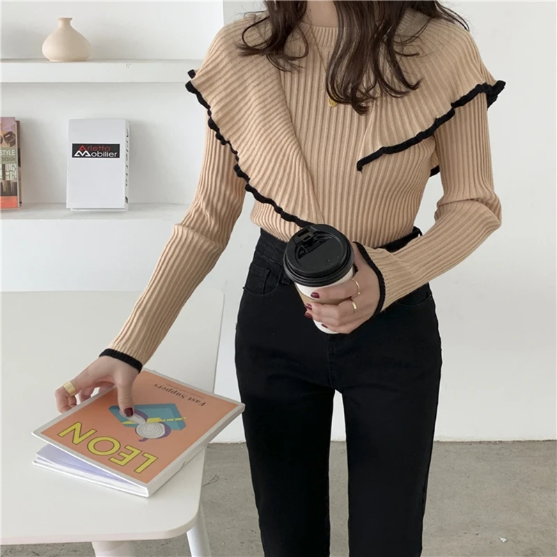 

BETHQUENOY Sweaters O-Neck Women Clothes Sweater Damski Hiver Vrouw Truien Dames Invierno Pull Femme 2020 Winter Asymmetry Tops