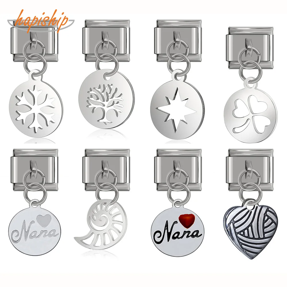 Браслет Hapiship из нержавеющей стали Шарм звено с круглыми маргаритками бабушкой