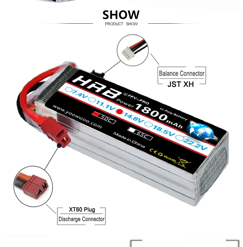 HRB Lipo 4S Батарея 14,8 V 1800 мА/ч, 50C XT60 для рыболовной приманки лодки Багги автомобилей самолет хобби, Радиоуправляемый Запчасти T TRX EC5 XT90 деканов женский