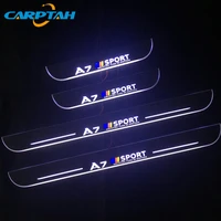 carptah 4 pcs moving light door sill scuff plate pathway dynamic streamer welcome lamp for audi a7 r7 rs7 2012 2015 acrylic