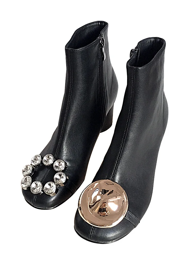 Martins/ботинки на Высоком толстом каблуке aлмазный квадратная пряжка короткие