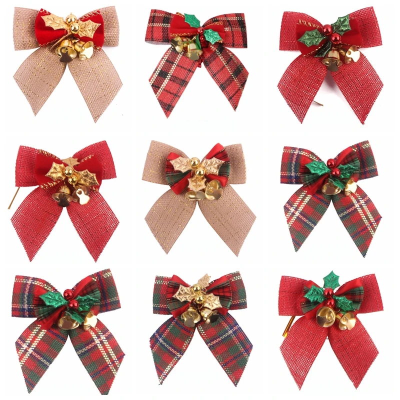 

1pcs Christmas Ornaments Bowknot With Bells Christmas Tree Party Home Decorations New Year 2022 Navidad DIY Crafts Xmas Bow Tie