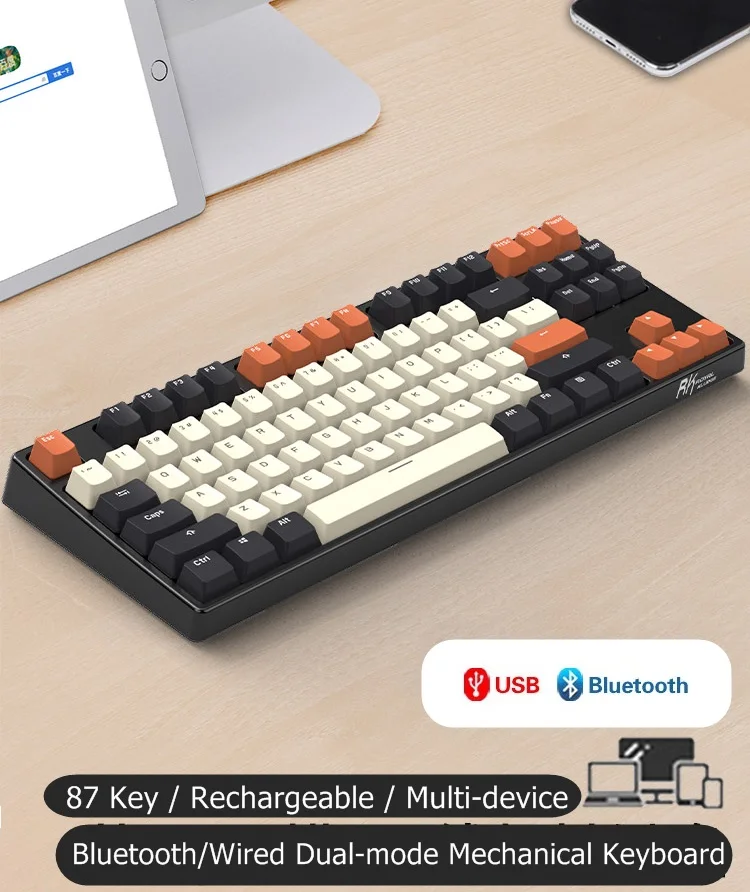 Беспроводная/Проводная эргономичная механическая клавиатура RK с верхней