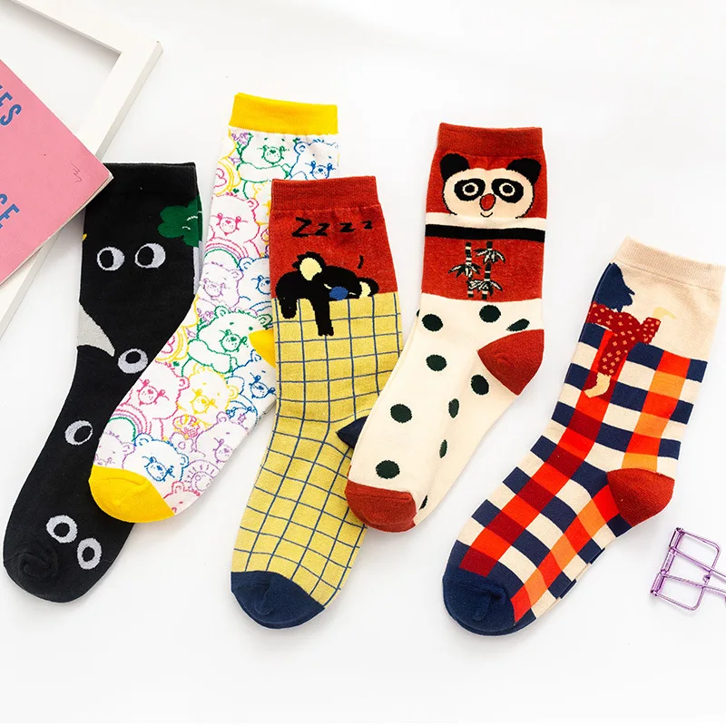 

panda animal print socks harajuku woman kawaii calcetines women skarpetki meias meia calcetas mujer cute divertidas funny sock