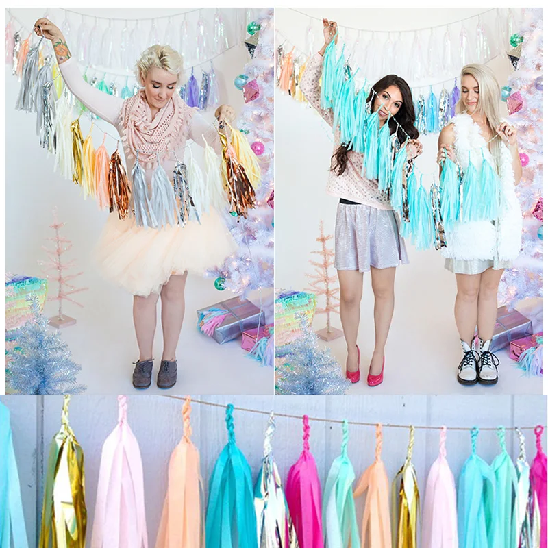 

Party Wedding Decoration New Colors Paper Tassel Garland Baby Shower Unicorn Birthday Slingers Home Decor Mermaid Party Supplies