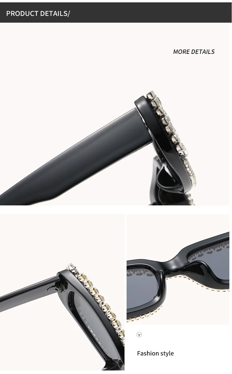 

2020 Square Diamond Sunglasses Women Luxury Personality Punk Rectangle Sun Glasses Female Retro Rhinestone Decoration Oculos