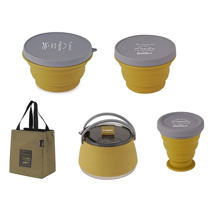 

Portable Folding Silicone Kettle Collapsible Water Boiler Pot Outdoor Camping Hiking Cooker Water Boiling Coffee Maker