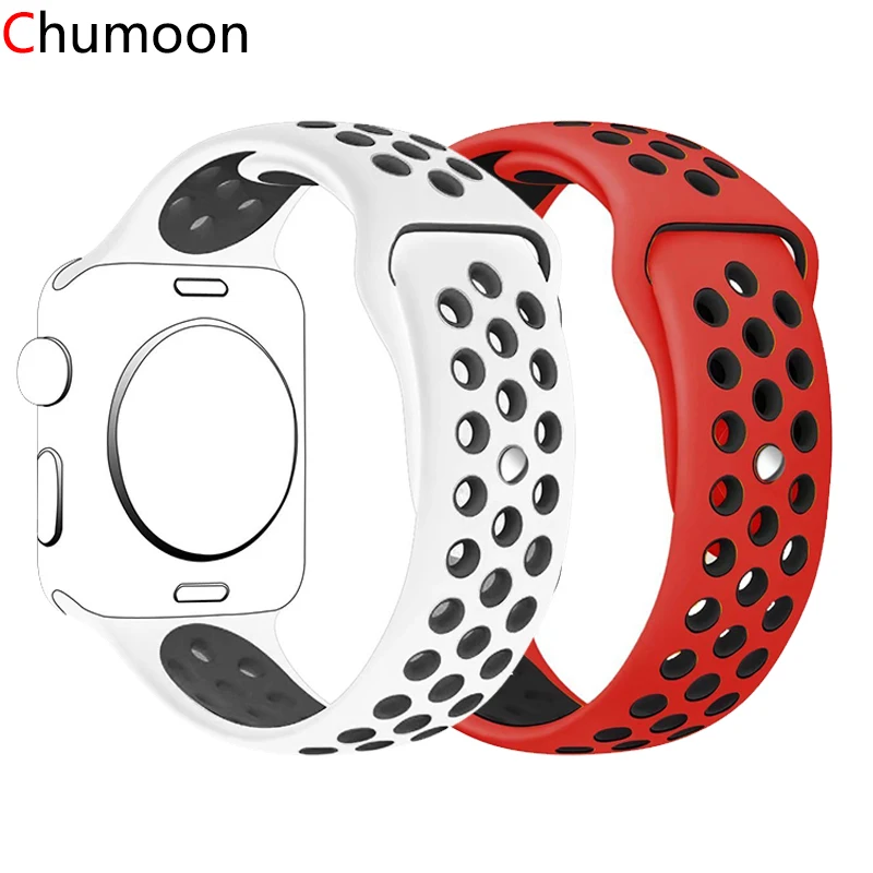 

Ремешок силиконовый для Apple Watch Band 44 мм 40 мм 42 мм 38 мм 44 мм, Воздухопроницаемый браслет для наручных часов Apple watch 6, iWatch 5 4 3 se