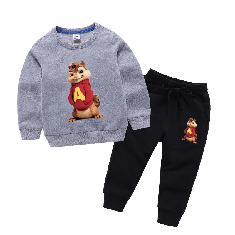 

2019 Autumn Hot Sale New Alvin and the Chipmunks Sweatshirts Pants Sets boys girls tops Costume Alvin kids costume