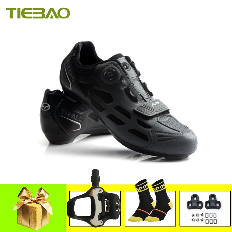 Tiebao Men Road Bike Shoes Sapatilha Ciclismo Pro Road Bicycle Shoes Breathable Self-Locking Spinning SPD-SL Cycling Sneakers