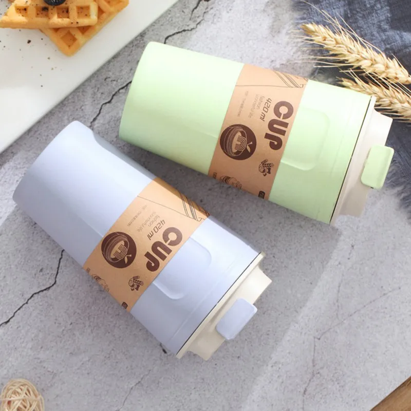 420ml Double-wall Insulation Eco-friendly Wheat Fiber Straw Coffee Cup Travel Mug Leakproof Gift Mugs | Дом и сад