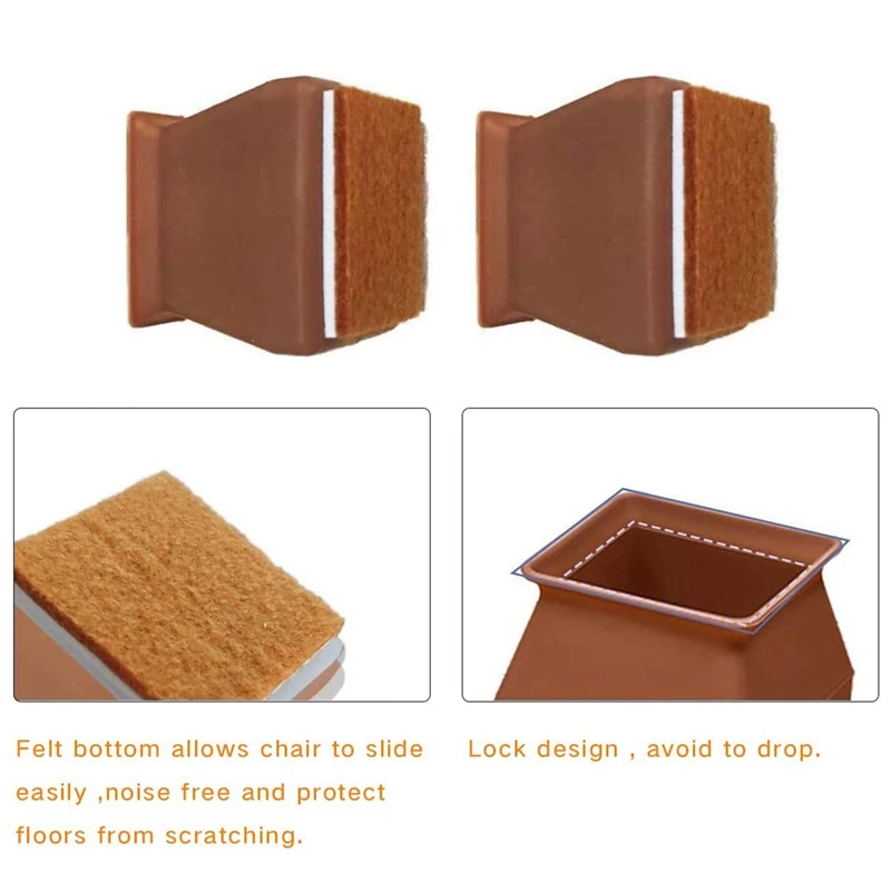 

24Pcs Chair Leg Caps Square,Chair Leg Protectors for Hardwood Floors,Silicone Table Leg Floor Protectors with Felt Pads