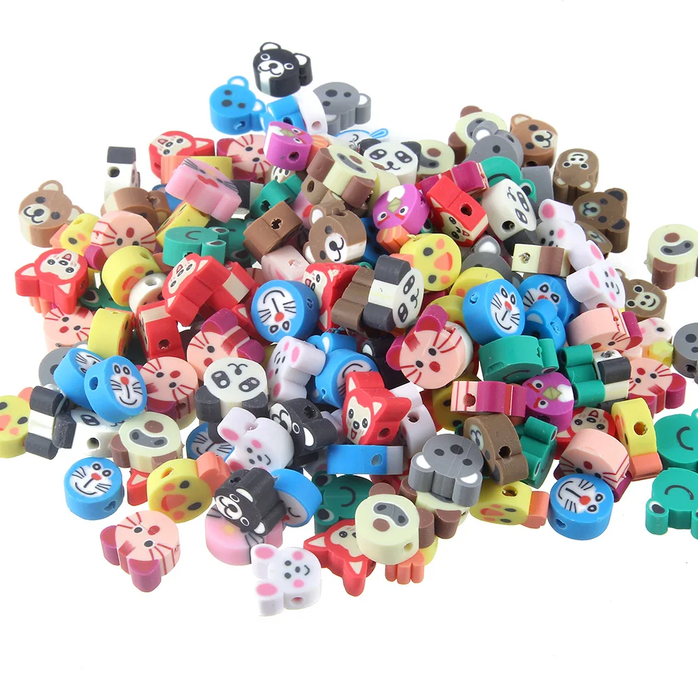 

100PCS/lot Assorted Colors Various animals Polymer Clay Beads For DIY Necklace Bracelet Earring Jewelry Findings Making