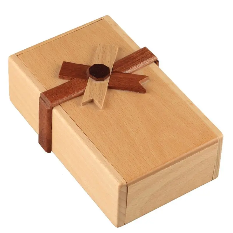

Puzzle Gift Case Box with Secret Compartments Wooden Money Box to Challenge 57BF