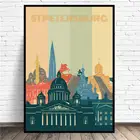 Городской городской пейзаж в стиле ретро, холст, Современный художественный постер для украшения гостиной