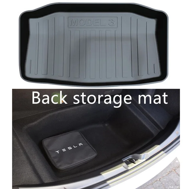 BACK STORAGE MAT TPO резиновый коврик для багажника Tesla модель 3 автомобильные аксессуары черный автомобильный коврик для багажника задний Грузовой лоток - Название цвета: BACK STORAGE MAT