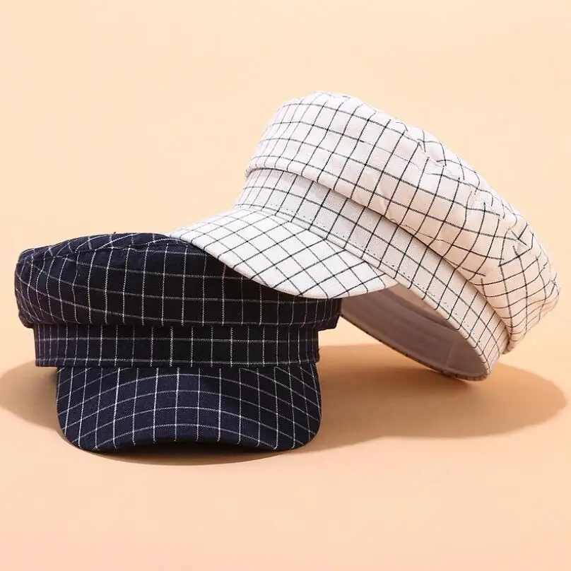 Женская восьмиугольная кепка в клетку простая Кепка британском стиле газетчика