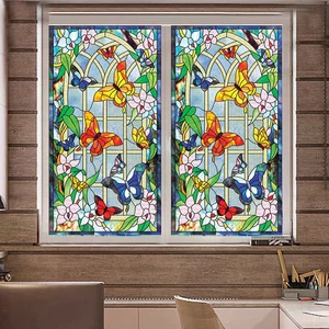 Custom Size  Stained Matte Glass Film Uv Window Sticker Frosted Privacy Window Film Decal For Glass Bathroom Kitchen Butterfly