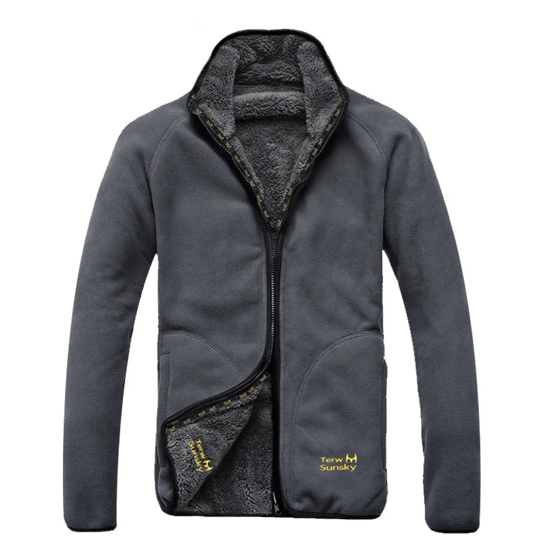 Двусторонняя Толстая флисовая куртка для мужчин осенне зимняя уличная