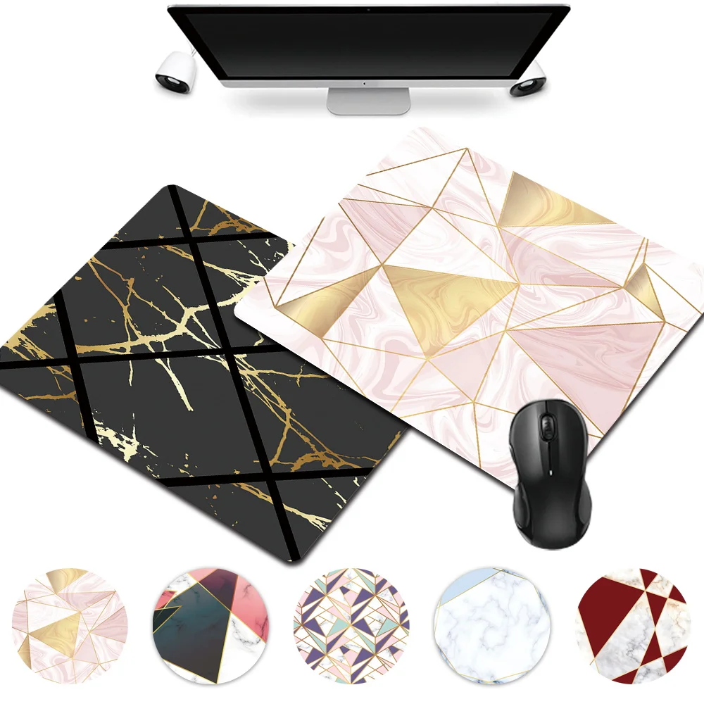 

25x21cm Smooth Mousepad PU Leather Office Computer Mouse-pad Waterproof Anti-slip Geometry Pattern Series Gaming Mouse Mat