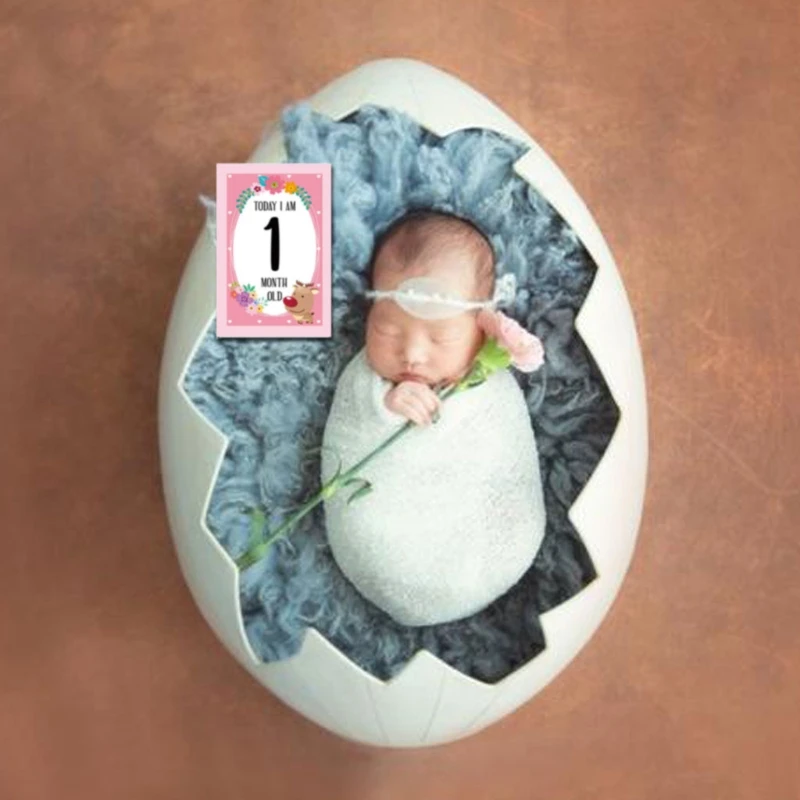

2021 New 12 Pcs Baby Milestone Photo Sharing Cards 0-12 Months Baby's 1st Year Memory Photo Props Newborn Gift