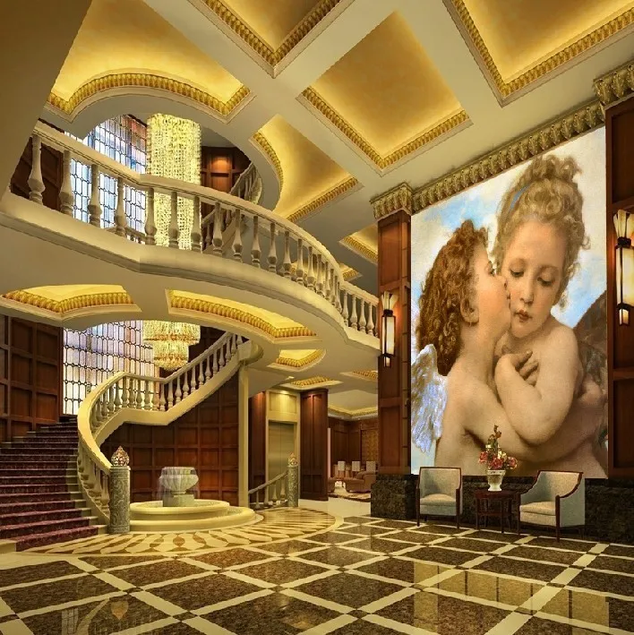 European People Wallpaper bedrooms warm beautiful murals Angel Baby Kiss custom size | Строительство и ремонт