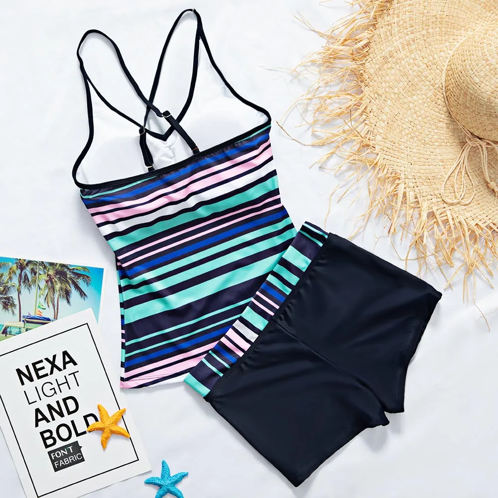 

2021 Two Piece Plus Size Swimsuit Women With Shorts High Waist Swimwear Female Bathing Suit Mayo Beach Bathers