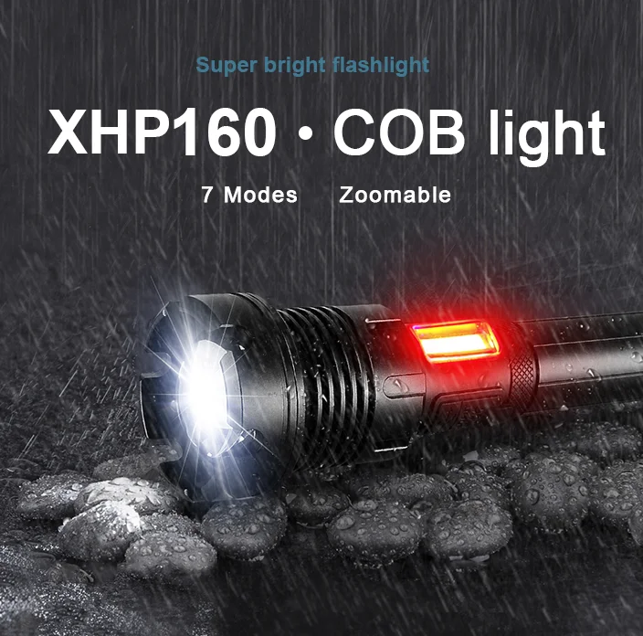 

Сисветильник светодиодный фонарик XHP160 COB, высокомощный светодиодный фонарь с зарядкой от USB, тактический фонасветильник для кемпинга и рабо...