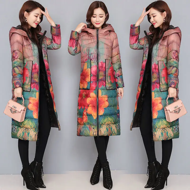 

2021 Women Winter New Long Slim Down Jackets Female Middle-aged Hooded Overcoats Ladies Light Thin White Duck Down Coats E591