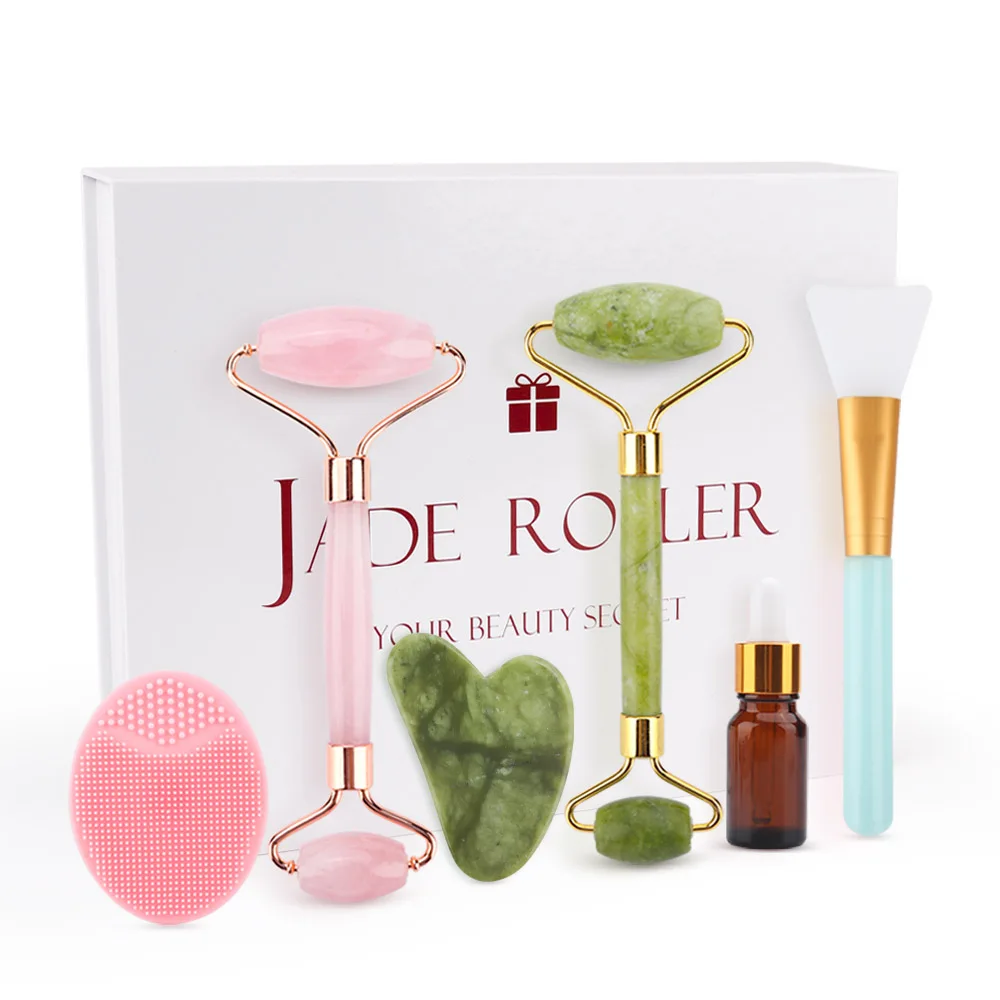 

Нефритовый валик набор для ухода за лицом нефрит для массажа зубная щетка с двумя головками для лица для похудения и морщинки Красота инстр...