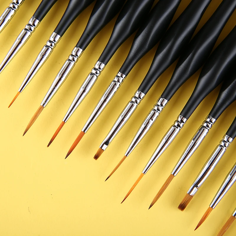 

15pcs Art Painting Brush Set Professional Miniature Fine Detail Oil Brushes Nylon Hair Wooden Handle Triangle Grip