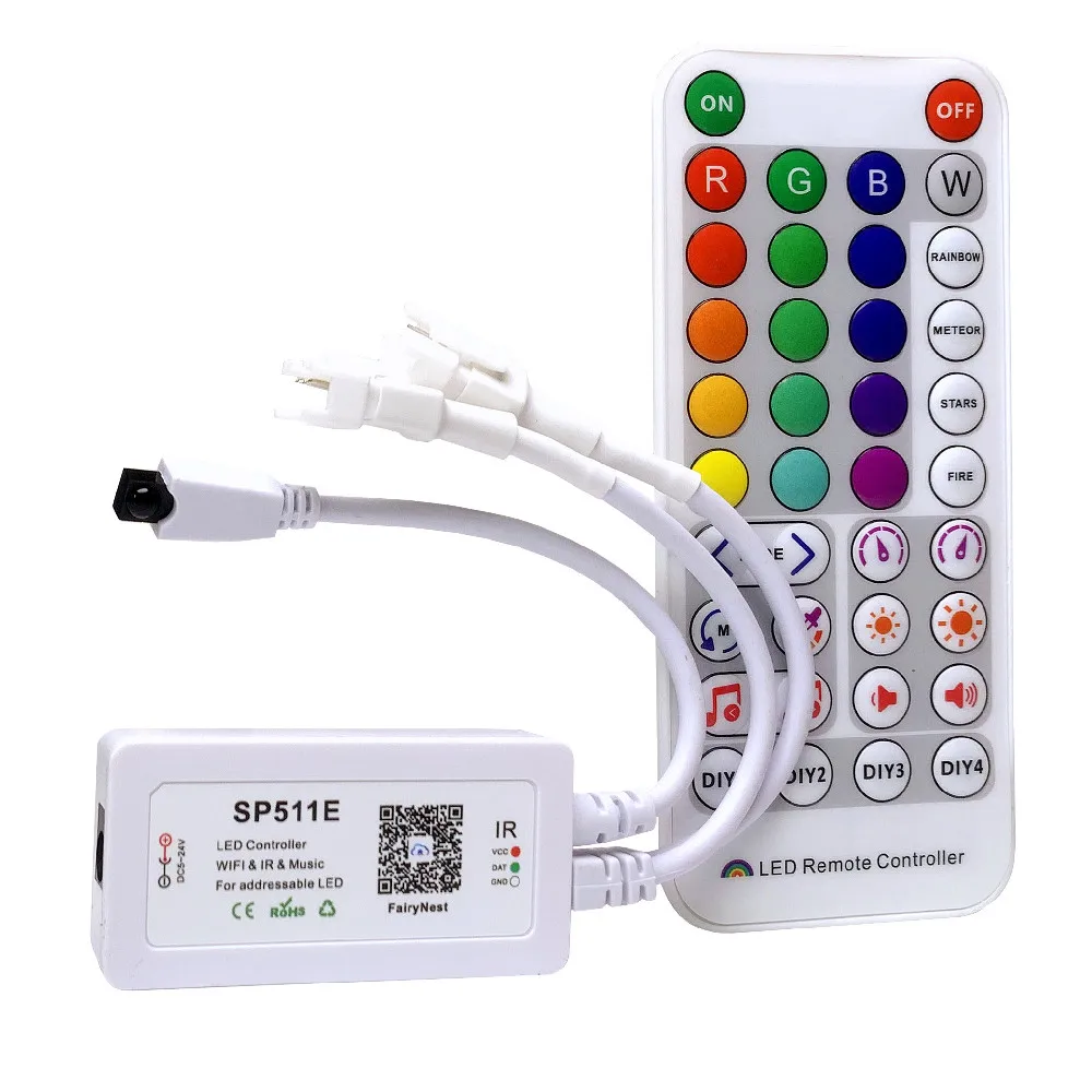 

Программатор музыкальный светодиодный SP511E с Wi-Fi для WS2812b WS2811, адресная Пиксельная светодиодный Светодиодная лента с двойным выходом, умное Голосовое управление с помощью приложения Alexa