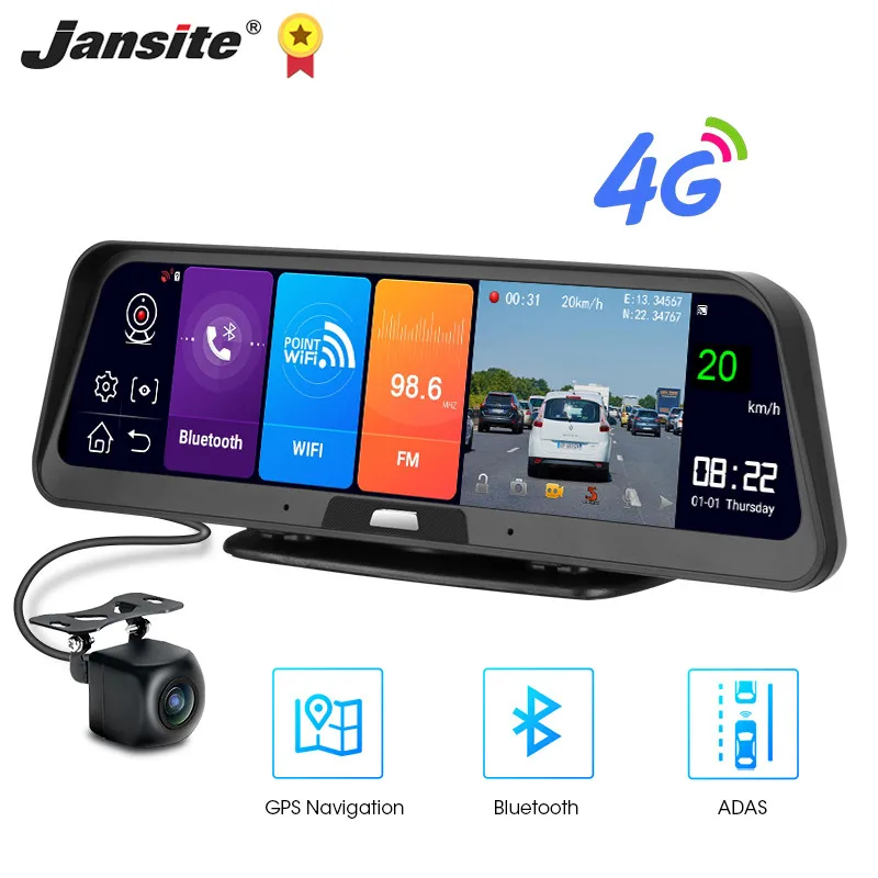 

Jansite 10 Inch Android 8.1 Stream Media Car Rearview Mirror 2G+32G Bluetooth Camera Car Dvr ADAS WiFi GPS Dash Cam 4G net