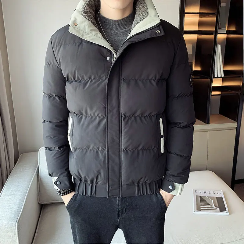

Новая зимняя мужская однотонная хлопковая стеганая куртка с меховым воротником приталенная стеганая куртка пальто куртка для молодых мужч...