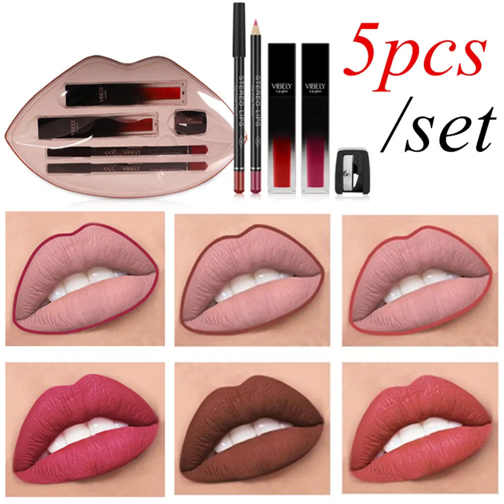 5 шт. Смешанная сексуальная Длинная прочная водостойкая помада косметический