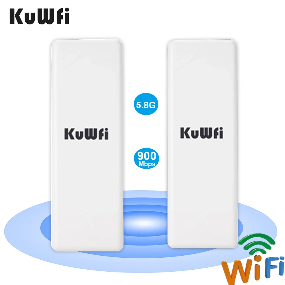 

KuWFi Outdoor Wifi Bridge 5.8G 900Mbps Wireless CPE Router Point to Point 1-2KM WIFI Repeater WIFI Extender With POE Adapter