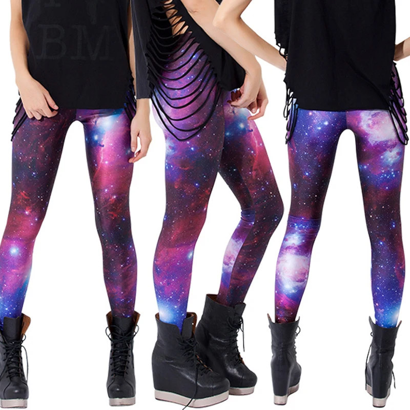 

2021 European and American Hot-selling New Women's Pants Purple Starry Sky Digital Leggings Slim Personality Stretch Yoga Pants