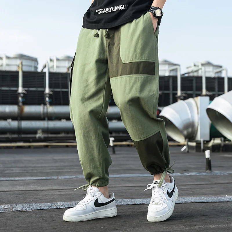 

2020 Streetwear Hip Hop Black Harem Pants Men Elastic Waist Punk Pants With Ribbons Casual Slim Jogger Pants Men Hip Hop