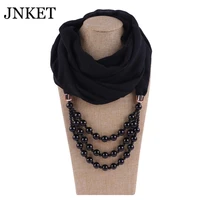 jnket new imitation pearls necklace pendant scarf women scarf loop scarves infinity scarf all match scarfs hijab