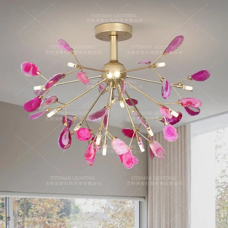 Срезы из настоящего Агата diy люстра светильник синий зеленый фиолетовый розовый