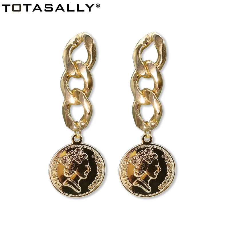 

TOTASALLY Vintage Ethnic Coin Earrings for Woman Golden Alloy Statement Queen Earrings Ladies Jewellries Gifts Dropship