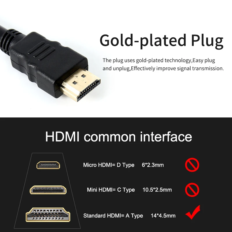 Converter 1 Male to 2 Female HDMI-compatible Splitter Cable 1080P HD Quality 3D Computer Monitor Set-top Box Data Extension Wire |