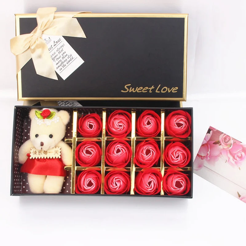 Мыло с ароматизированными цветами розы в подарочной коробке 18 шт. | Дом и сад