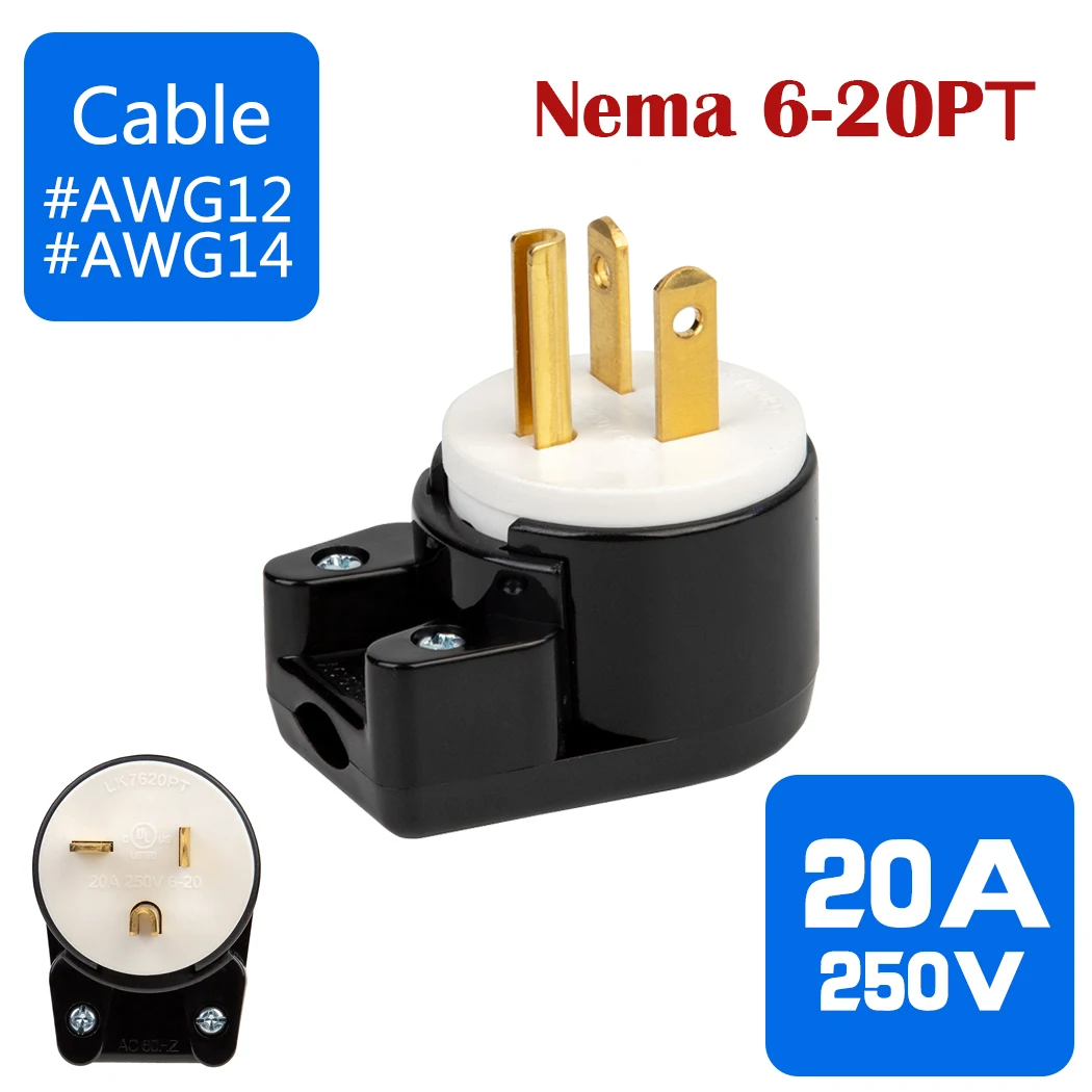 

NEMA 6-20PT American Standards Industrial Level Self-wiring plugs,20A 250v,NEMA 6-20P Male 3pin Detachable plugs