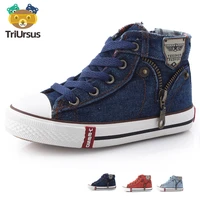 childrens flat high top canvas shoes for girls fashion sneakers kids running girls shoes breathable denim casual kid flat boot