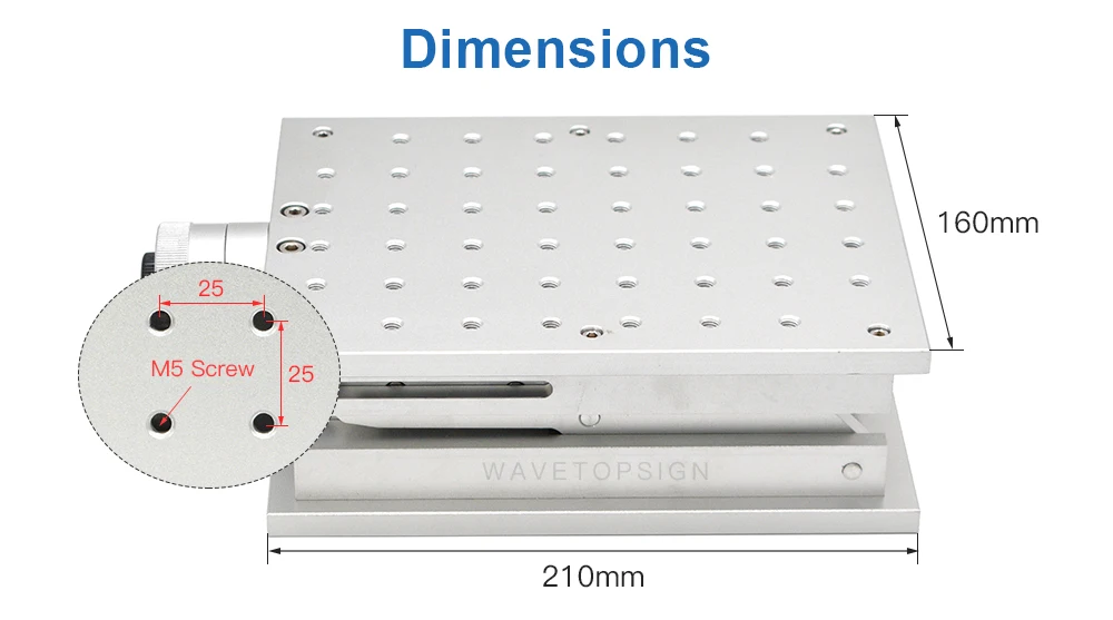 WaveTopSign 1D Рабочий стол 160x210 мм Диапазон подъема 70-180 мм для лазерной маркировочной машины