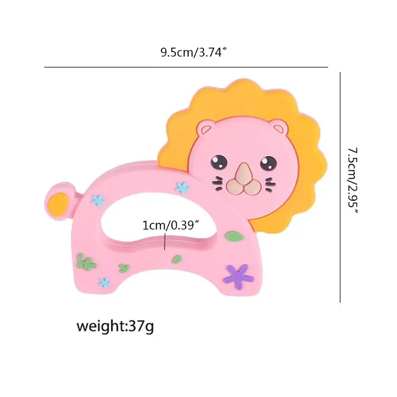 

Cute Cartoon Lion Baby Silicone Teether Newborn Infant Molar Beads Toddler Chewing Teething Bite Toy