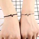 2 шт. корейская мода Горячие простые волны ЭКГ пульсометр цепочка с кулоном-молнией браслеты для женщин и мужчин